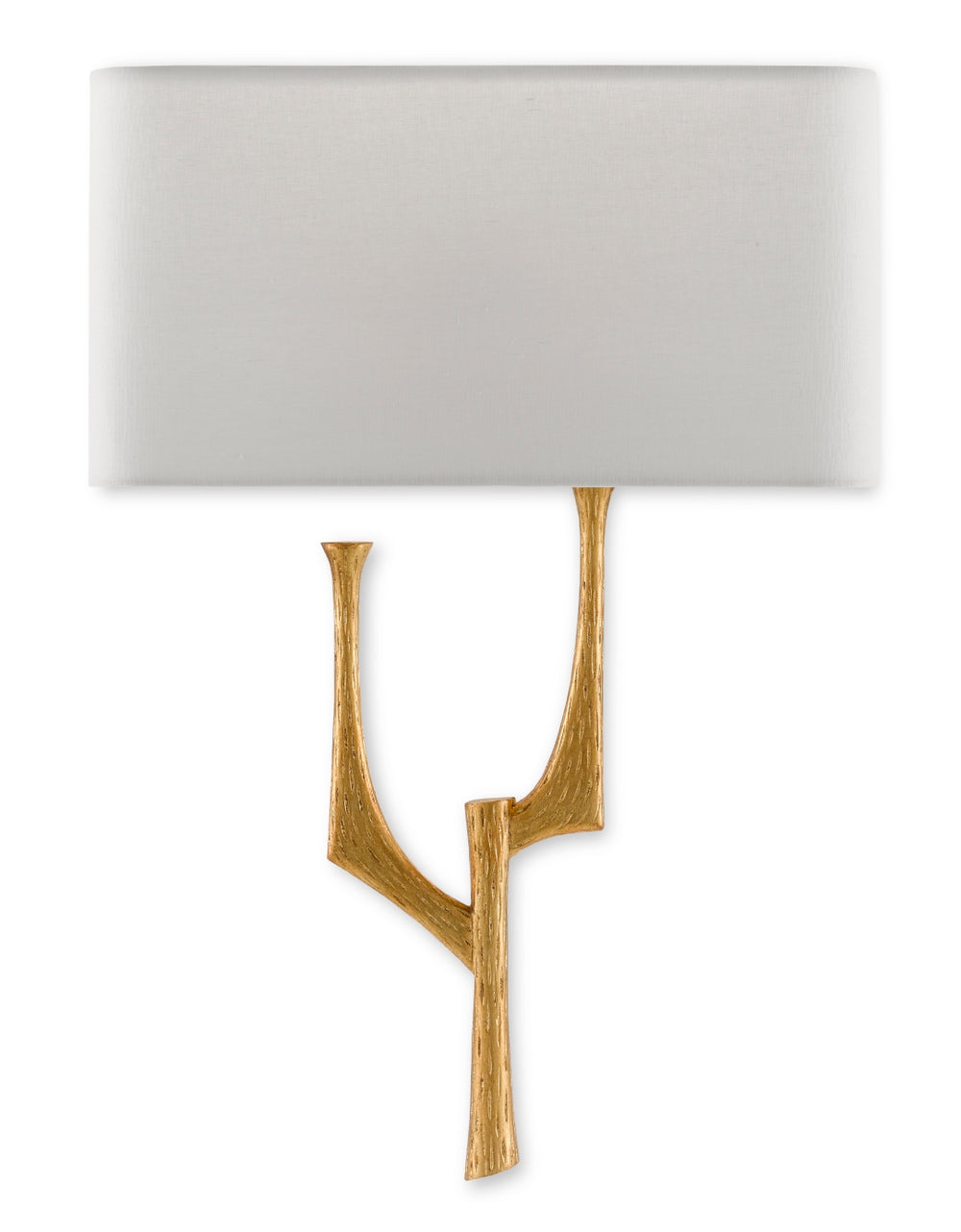 Bodnant Modern Antique Gold Leaf Wall Sconce - Wrought Iron Design with Off-White Linen Shade