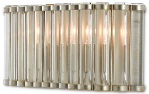 Warwick Wall Sconce by Bunny Williams - Elegant Silver Leaf & Crystal Design for Damp Locations