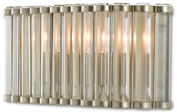 Warwick Wall Sconce by Bunny Williams - Elegant Silver Leaf & Crystal Design for Damp Locations