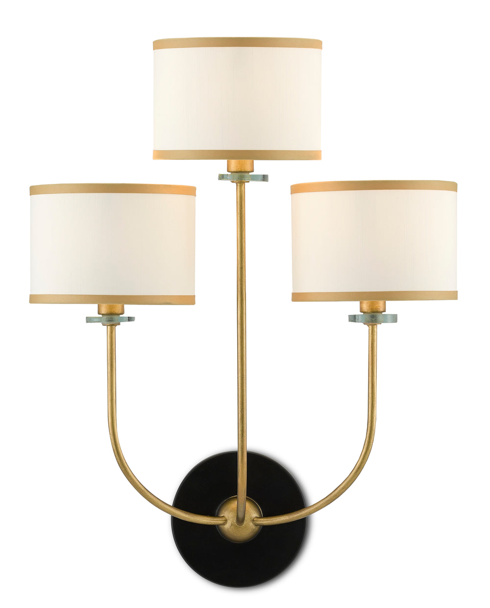 Croydon Wall Sconce - Elegant Waterlily-Inspired Design in Brass and Satin Black Finish, 24" Height