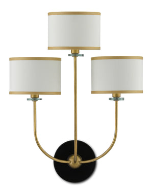 Croydon Wall Sconce - Elegant Waterlily-Inspired Design in Brass and Satin Black Finish, 24" Height