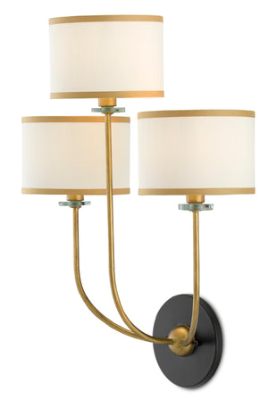 Croydon Wall Sconce - Elegant Waterlily-Inspired Design in Brass and Satin Black Finish, 24" Height