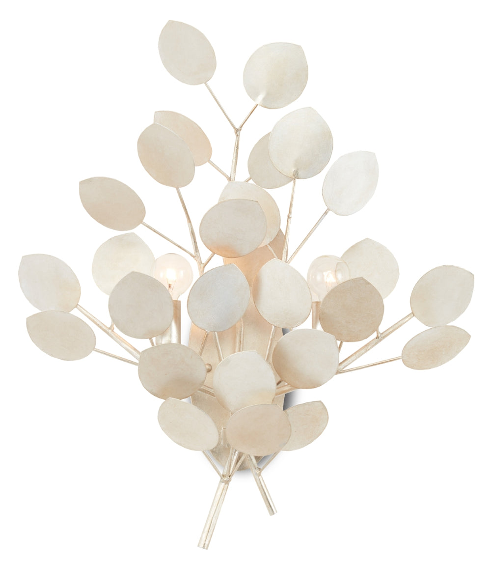 Lunaria Wall Sconce - Elegant Silver Leaf Design with Fluttering Discs for Captivating Illumination