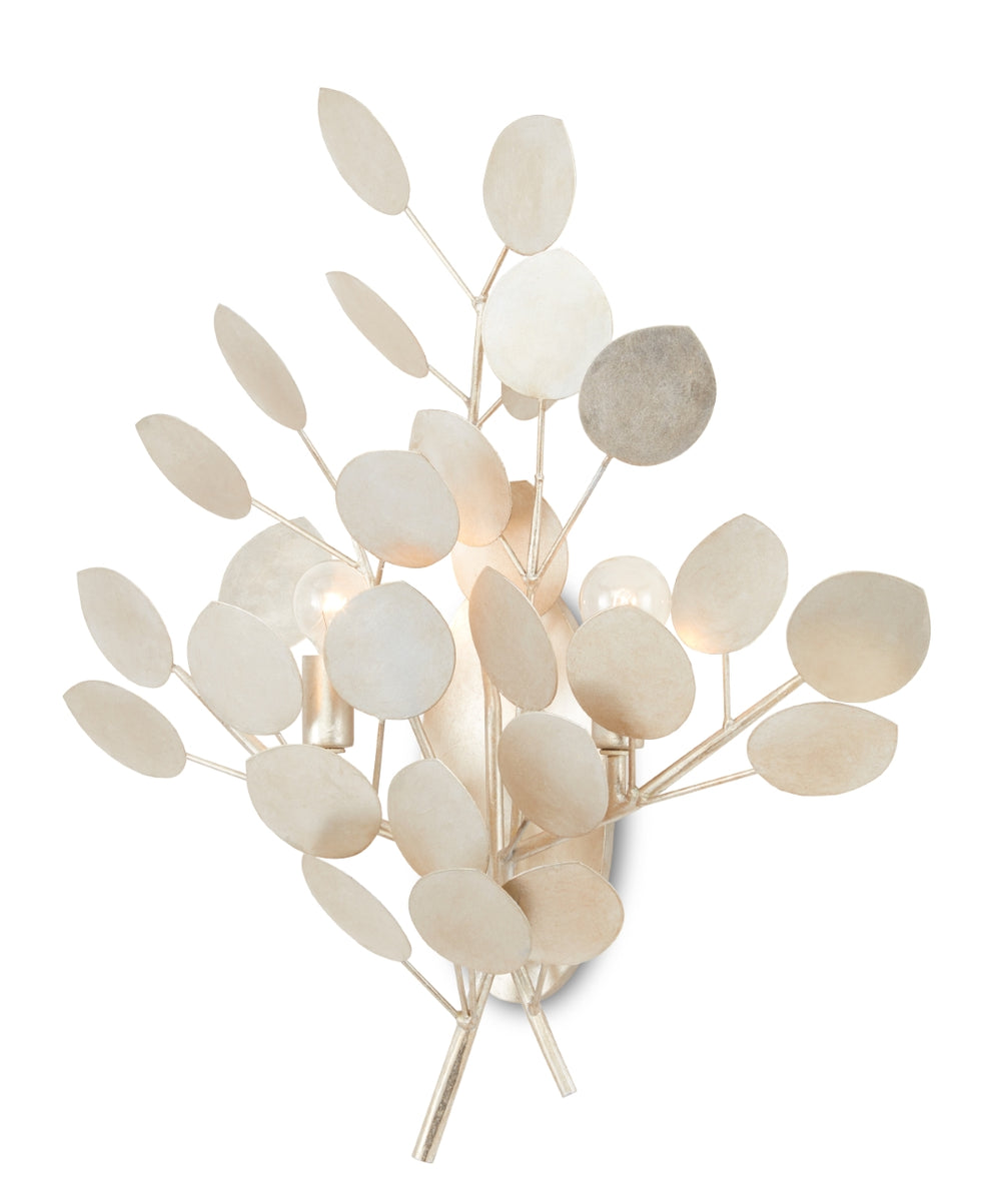 Lunaria Wall Sconce - Elegant Silver Leaf Design with Fluttering Discs for Captivating Illumination