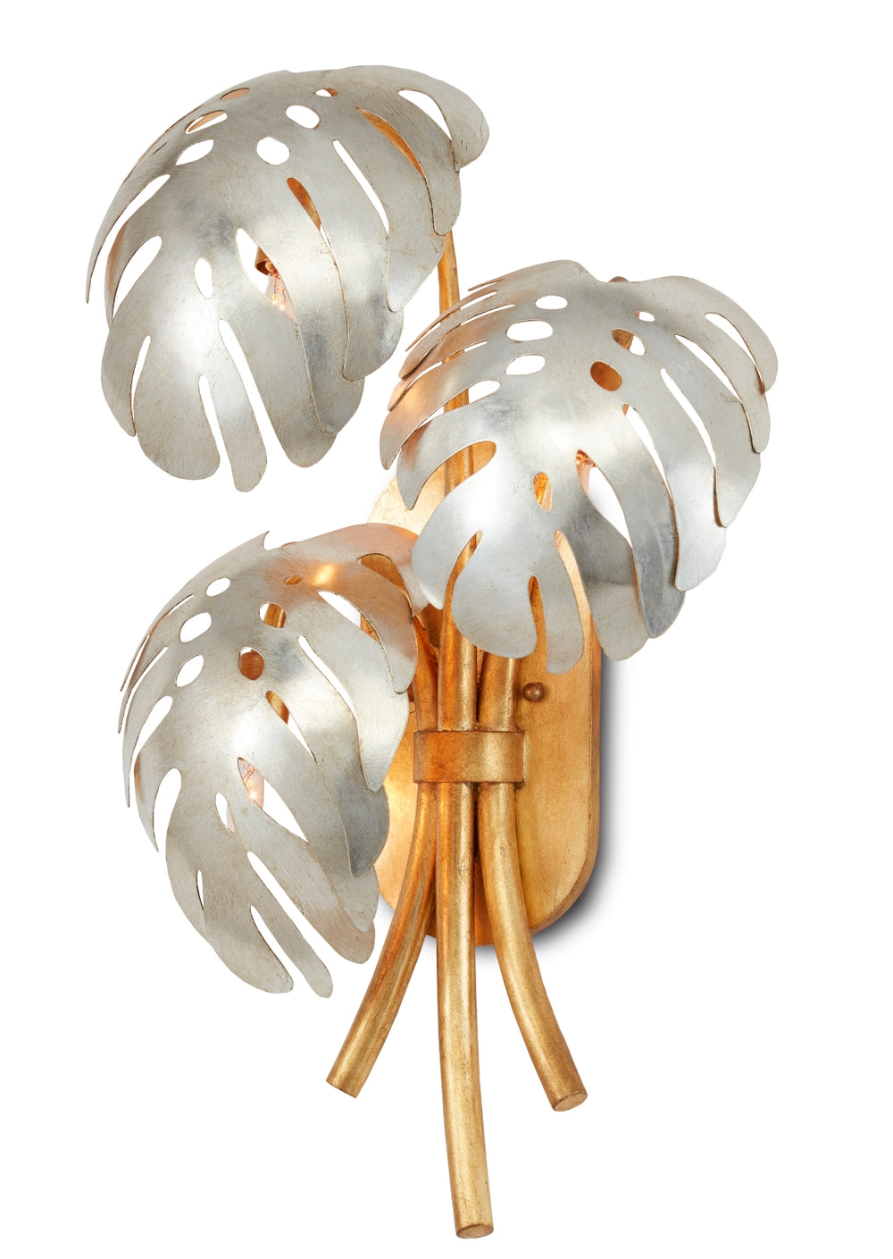 Elder Wall Sconce: Stunning Wrought Iron Light Fixture in Gold & Silver Leaf for Elegant Spaces