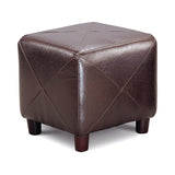 Casual Cube Ottoman – Stylish Brown Faux Leather Storage Solution with Tapered Legs for Any Room