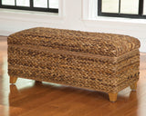 Laughton Country Rustic Hand-Woven Storage Trunk - Amber Finish, Spacious & Stylish Design!