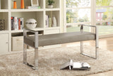Contemporary Upholstered Bench Champagne and Chrome