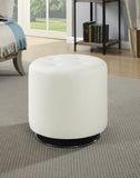 Contemporary Round Ottoman with Tufted Seat and Swivel Chrome Base for Stylish and Practical Seating