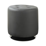 Contemporary Round Ottoman with Tufted Seat and Swivel Chrome Base for Stylish and Practical Seating