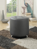 Contemporary Round Ottoman with Tufted Seat and Swivel Chrome Base for Stylish and Practical Seating