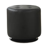 Contemporary Round Ottoman with Tufted Seat and Swivel Chrome Base for Stylish and Practical Seating