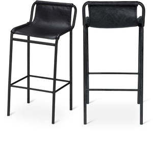 Dax Faux Leather / Iron Contemporary Black Faux Leather Counter Stool - 15.5" W x 15" D x 33" H