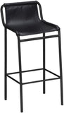 Dax Faux Leather / Iron Contemporary Black Faux Leather Counter Stool - 15.5" W x 15" D x 33" H