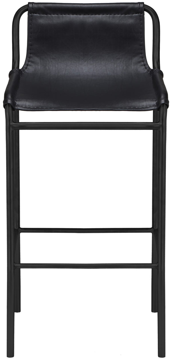 Dax Faux Leather / Iron Contemporary Black Faux Leather Counter Stool - 15.5" W x 15" D x 33" H