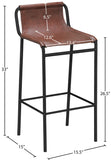 Dax Faux Leather / Iron Contemporary Brown Faux Leather Counter Stool - 15.5" W x 15" D x 33" H