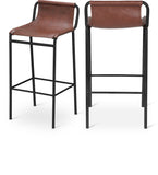 Dax Faux Leather / Iron Contemporary Brown Faux Leather Counter Stool - 15.5" W x 15" D x 33" H