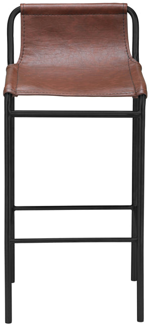 Dax Faux Leather / Iron Contemporary Brown Faux Leather Counter Stool - 15.5" W x 15" D x 33" H