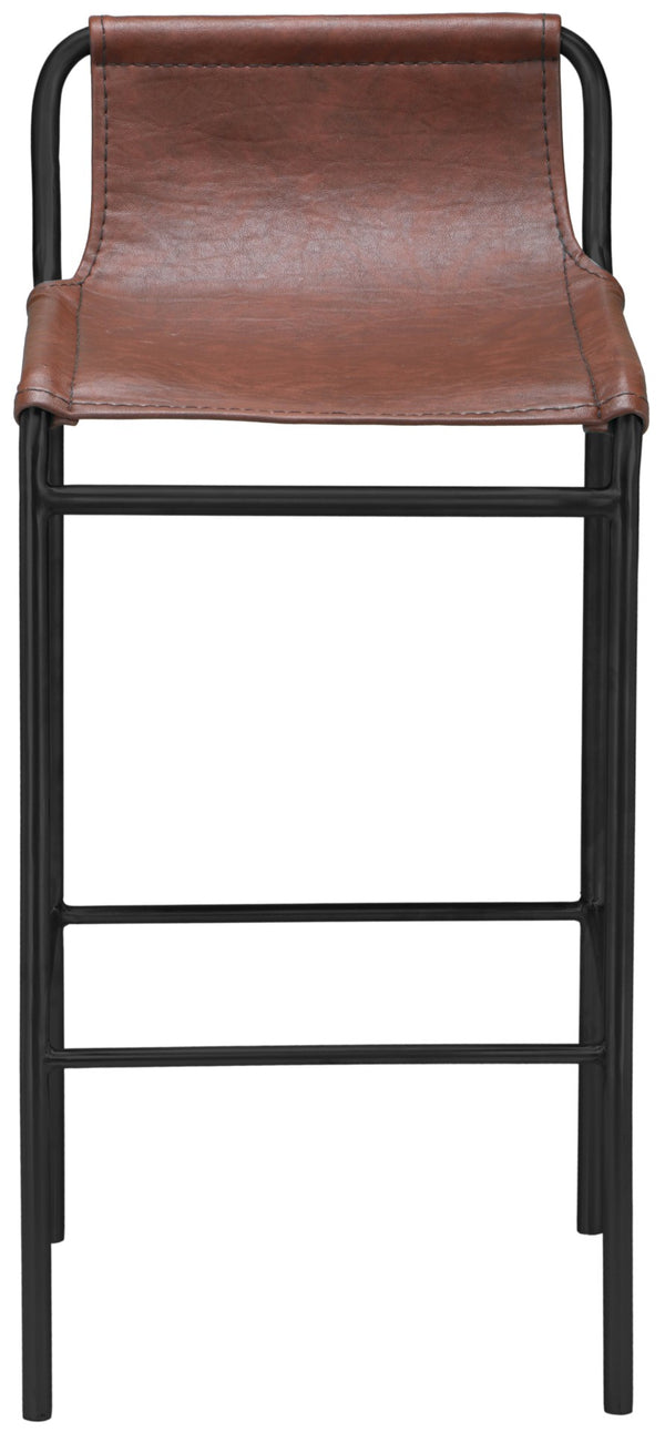 Dax Faux Leather / Iron Contemporary Brown Faux Leather Counter Stool - 15.5" W x 15" D x 33" H