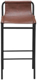 Dax Faux Leather / Iron Contemporary Brown Faux Leather Counter Stool - 15.5" W x 15" D x 33" H