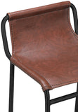 Dax Faux Leather / Iron Contemporary Brown Faux Leather Counter Stool - 15.5" W x 15" D x 33" H