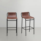 Dax Faux Leather / Iron Contemporary Brown Faux Leather Counter Stool - 15.5" W x 15" D x 33" H