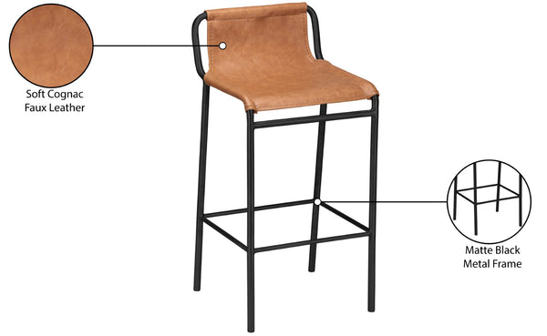 Dax Faux Leather / Iron Contemporary Cognac Faux Leather Counter Stool - 15.5" W x 15" D x 33" H