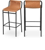 Dax Faux Leather / Iron Contemporary Cognac Faux Leather Counter Stool - 15.5" W x 15" D x 33" H