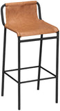 Dax Faux Leather / Iron Contemporary Cognac Faux Leather Counter Stool - 15.5" W x 15" D x 33" H