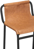 Dax Faux Leather / Iron Contemporary Cognac Faux Leather Counter Stool - 15.5" W x 15" D x 33" H