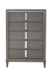 Alpine Furniture Lorraine 5 Drawer Chest, Dark Grey 8171-05 Dark Grey Pine & Poplar Solids with Mindy Veneer 36 x 17.5 x 53