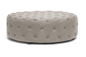 Baxton Studio Cardiff Beige Linen Modern Tufted Ottoman