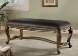 Traditional Upholstered Bench Brown and Black