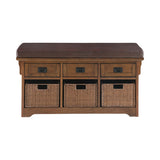 Traditional 3-drawer Storage Bench Brown