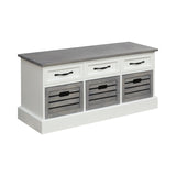 Traditional 3-drawer Storage Bench White