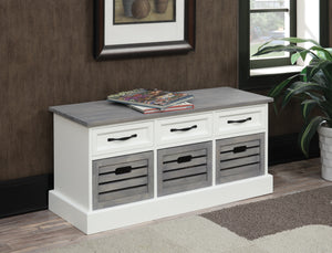Traditional 3-drawer Storage Bench White