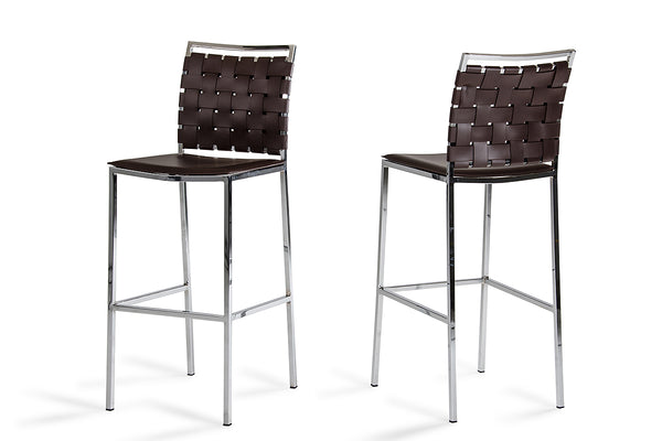 VIG Furniture Shasta - Modern Brown Eco-Leather Bar Stool (Set of 2) VGHR5011B-BRN