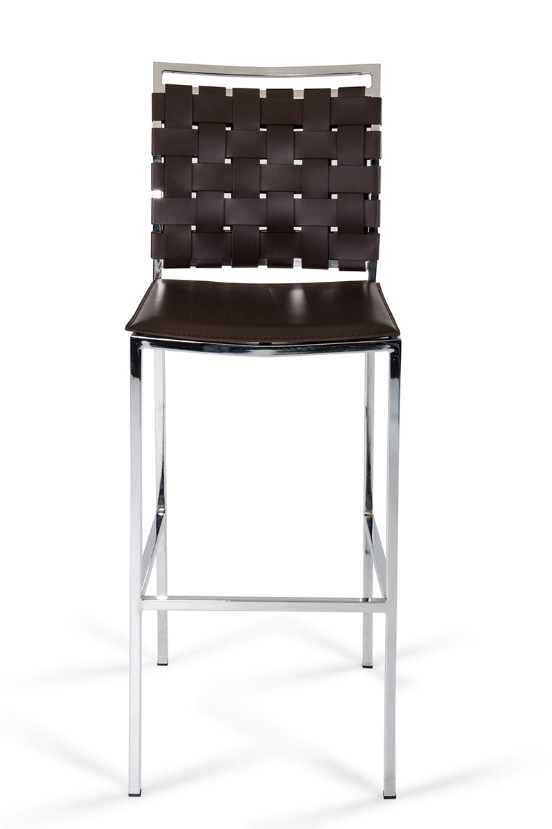 VIG Furniture Shasta - Modern Brown Eco-Leather Bar Stool (Set of 2) VGHR5011B-BRN