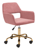 Zuo Modern Athair 100% Polyester, Plywood, Steel Modern Commercial Grade Office Chair Pink, Gold 100% Polyester, Plywood, Steel