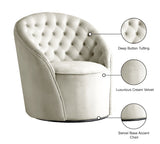 Alessio Velvet / Engineered Wood / Foam Contemporary Cream Velvet Accent Chair - 30" W x 28.5" D x 32" H