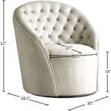 Alessio Velvet / Engineered Wood / Foam Contemporary Cream Velvet Accent Chair - 30" W x 28.5" D x 32" H