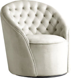 Alessio Velvet / Engineered Wood / Foam Contemporary Cream Velvet Accent Chair - 30" W x 28.5" D x 32" H