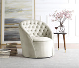 Alessio Velvet / Engineered Wood / Foam Contemporary Cream Velvet Accent Chair - 30" W x 28.5" D x 32" H