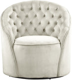 Alessio Velvet / Engineered Wood / Foam Contemporary Cream Velvet Accent Chair - 30" W x 28.5" D x 32" H