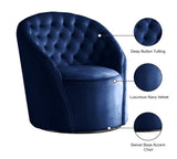 Alessio Velvet / Engineered Wood / Foam Contemporary Navy Velvet Accent Chair - 30" W x 28.5" D x 32" H