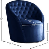 Alessio Velvet / Engineered Wood / Foam Contemporary Navy Velvet Accent Chair - 30" W x 28.5" D x 32" H