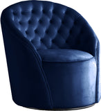 Alessio Velvet / Engineered Wood / Foam Contemporary Navy Velvet Accent Chair - 30" W x 28.5" D x 32" H