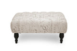 Baxton Studio Keswick Beige Script Print Modern Tufted Ottoman