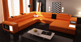 Bonded Leather Polaris Orange Leather Sectional Sofa
