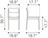 Zuo Modern Desdamona 100% Polyester, Rubberwood Scandinavian Commercial Grade Dining Chair Set - Set of 2 Gray, Black 100% Polyester, Rubberwood